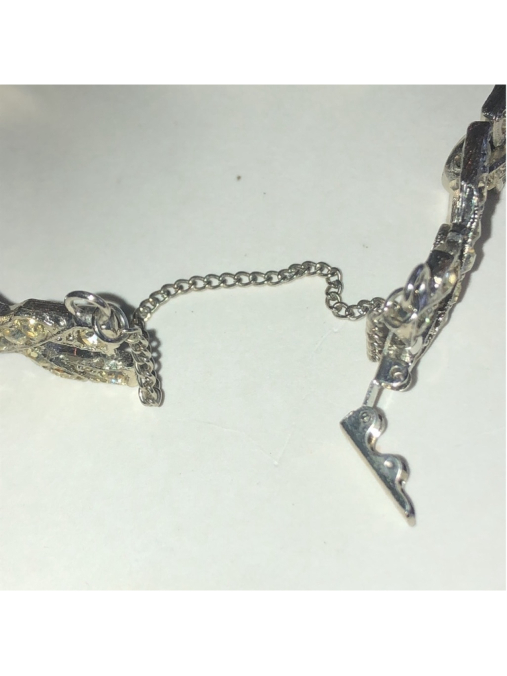 Angel Brand Signed Vintage Silver Tone Crystal Rhinestone Bracelet - Picture 7 of 9